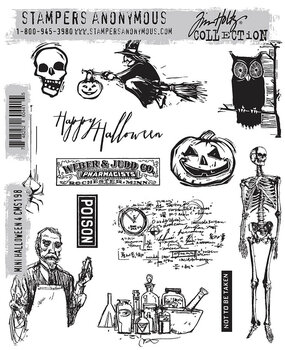 Stampers Anonymous Mini Halloween 4 Tim Holtz Cling Stamps (CMS198)