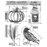 Stampers Anonymous Halloween Blueprint 2 Tim Holtz Cling Stamps (CMS167)