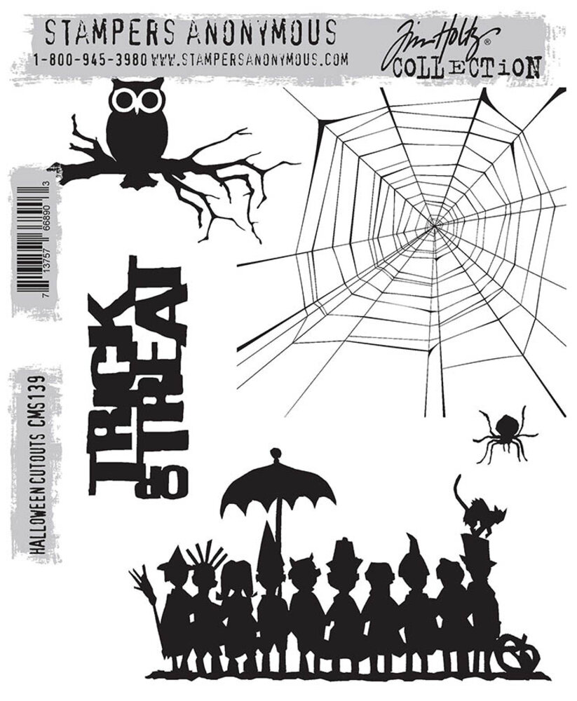 Stampers Anonymous Halloween Cutouts Tim Holtz Cling Stamps (CMS139) Stampers Anonymous Halloween Cutouts Tim Holtz Cling Stamps (CMS139)