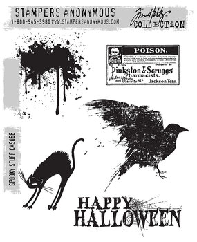 Stampers Anonymous Spooky Stuff Tim Holtz Cling Stamps (CMS068)