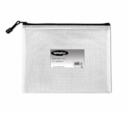 HobbyGros Storage Transparent A4+ Zip Bag (3pcs) (SS143)