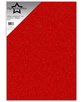 Paper Favourites Glitter Cardstock A4 Red 250gsm (5pcs) (PFSS222)