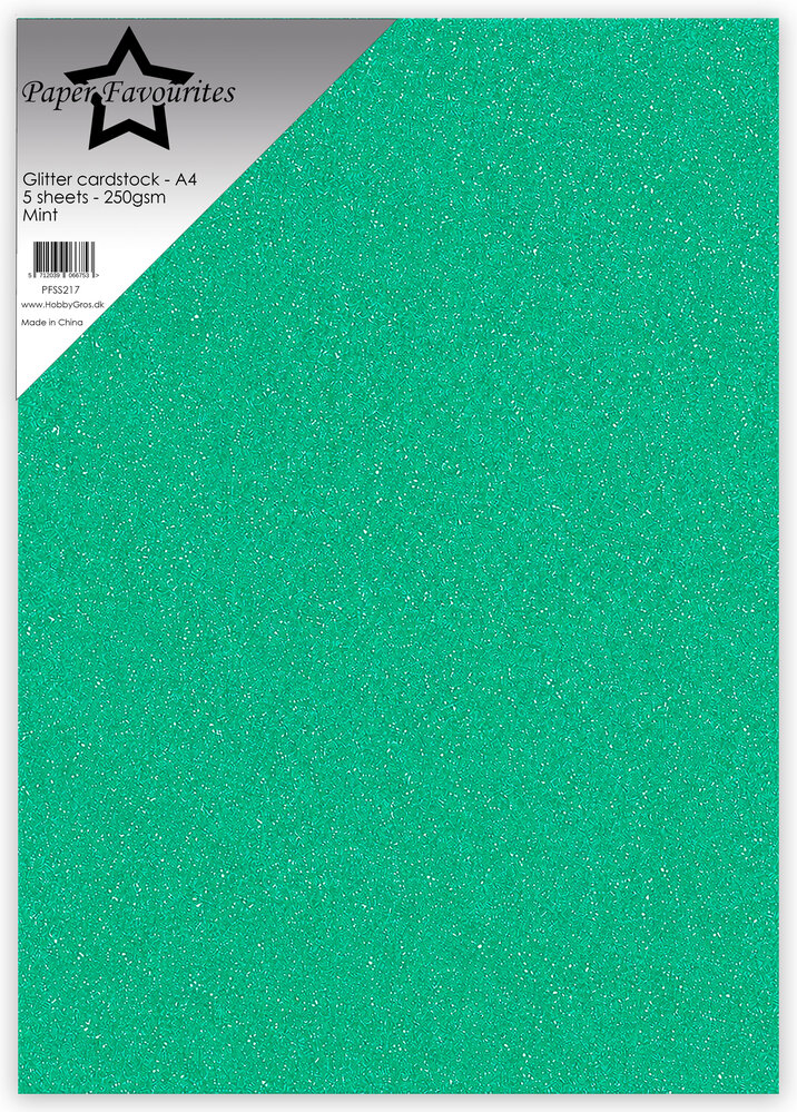 Paper Favourites Glitter Cardstock A4 Mint 250gsm (5pcs) (PFSS217)