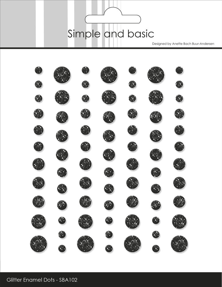 Simple and Basic Glitter Enamel Dots Black (77pcs) (SBA102)
