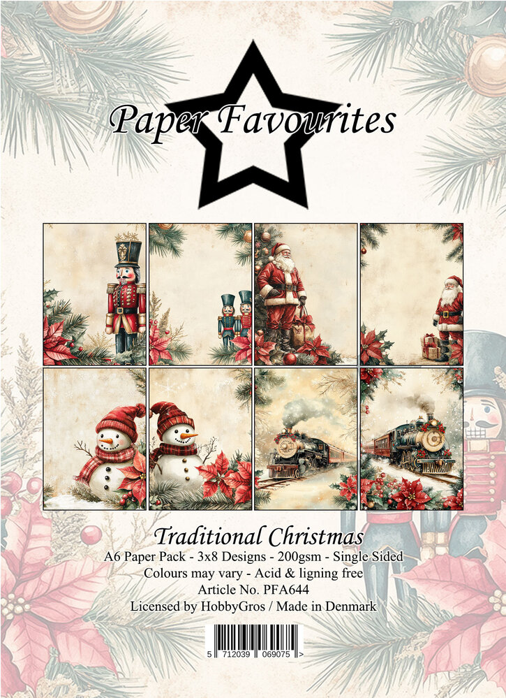 Paper Favourites Traditional Christmas A6 Paper Pack (PFA644)