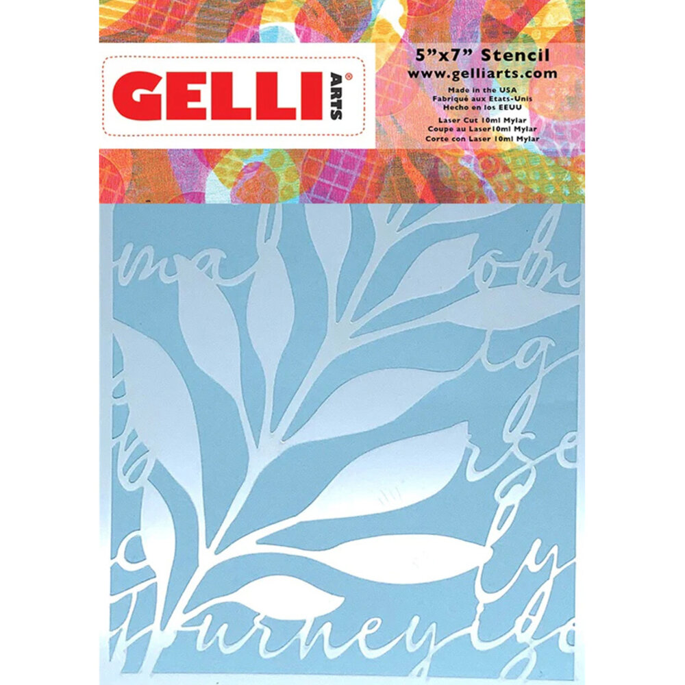 Gelli Arts Leaves & Script 5.25x7.25 Inch Stencil by Giovanna Zara (GELLSS5) Gelli Arts Leaves & Script 5.25x7.25 Inch Stencil by Giovanna Zara (GELLSS5)