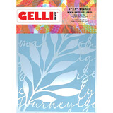 Gelli Arts Leaves & Script 5.25x7.25 Inch Stencil by Giovanna Zara (GELLSS5)