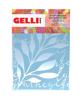 Gelli Arts Leaves & Script 5.25x7.25 Inch Stencil by Giovanna Zara (GELLSS5)