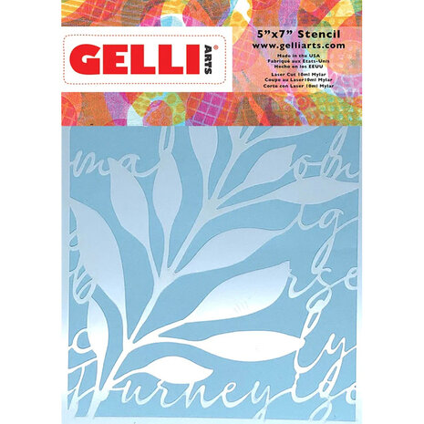 Gelli Arts Leaves & Script 5.25x7.25 Inch Stencil by Giovanna Zara (GELLSS5) Gelli Arts Leaves & Script 5.25x7.25 Inch Stencil by Giovanna Zara (GELLSS5)