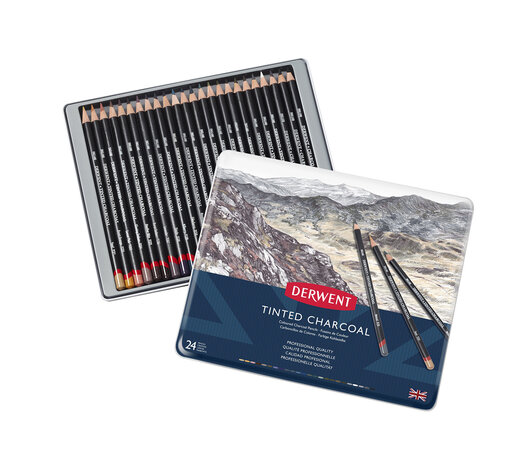 Derwent Tinted Charcoal Pencil Tin of 24 Pencils (DCT2301691) Derwent Tinted Charcoal Pencil Tin of 24 Pencils (DCT2301691)