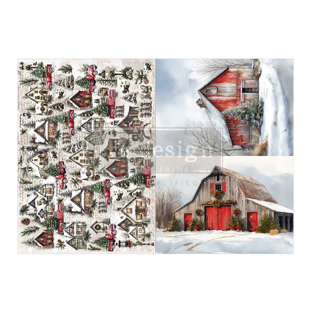 Re-Design with Prima Snowy Village Charm A3 Decoupage Fiber Pack (2pcs) (679354)