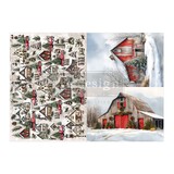 Re-Design with Prima Snowy Village Charm A3 Decoupage Fiber Pack (2pcs) (679354)