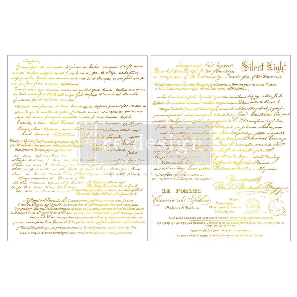 Re-Design with Prima Kacha Gilded Noel Script 8,5x11 Inch Middy Foil Transfers (2pcs) (684150) Re-Design with Prima Kacha Gilded Noel Script 8,5x11 Inch Middy Foil Transfers (2pcs) (684150)