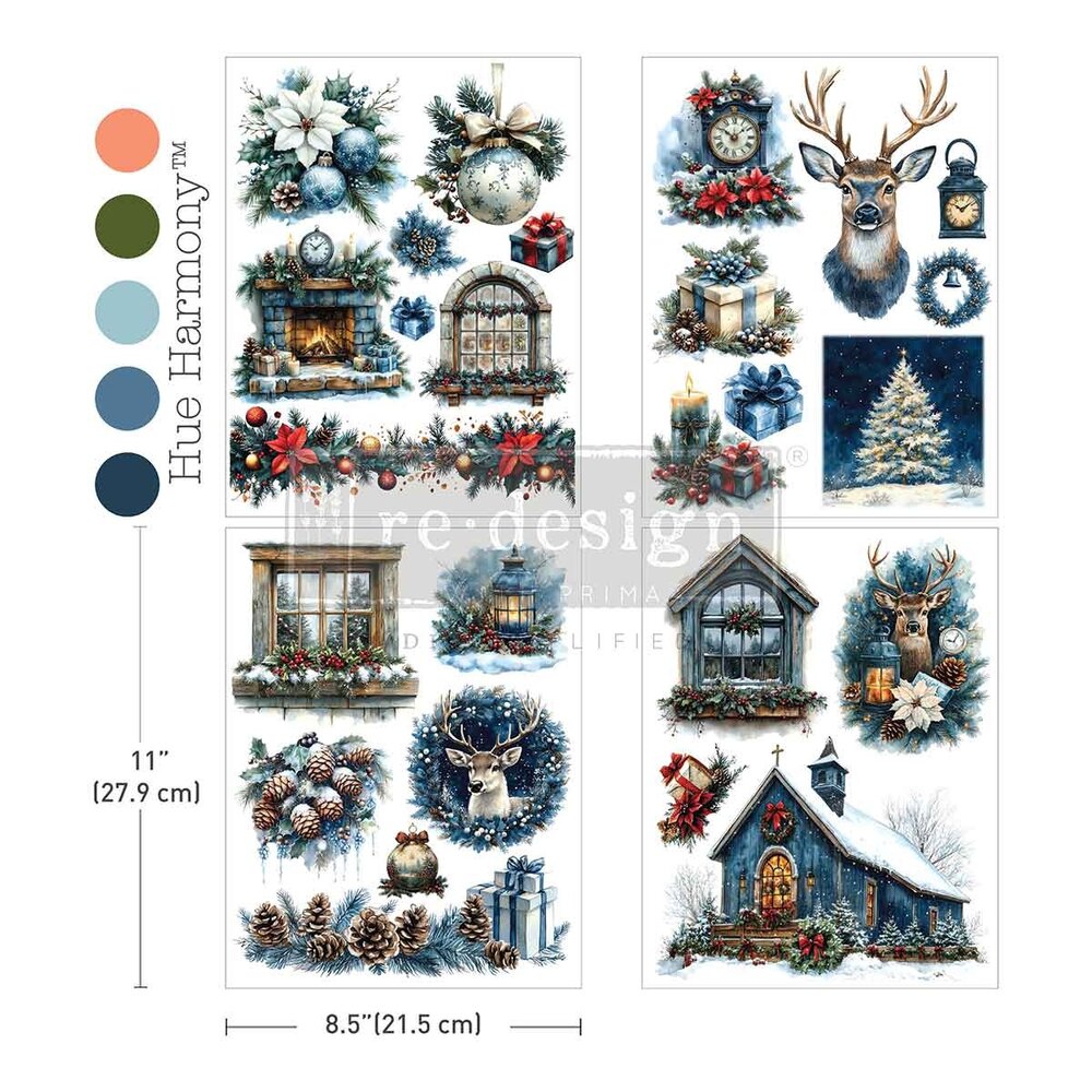 Re-Design with Prima Quiet Country Blue 8,5x11 Inch Middy Plus Transfers (4pcs) (684587)