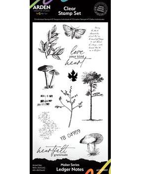 Arden Creative Studio Maker Series 4x8 Inch Clear Stamp Set Ledger Notes by Katie Pertiet (ACSCS0037)