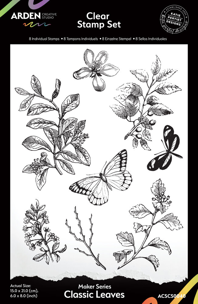 Arden Creative Studio Maker Series 6x8 Inch Clear Stamp Set Classic Leaves by Katie Pertiet (ACSCS0040) Arden Creative Studio Maker Series 6x8 Inch Clear Stamp Set Classic Leaves by Katie Pertiet (ACSCS0040)