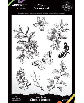 Arden Creative Studio Maker Series 6x8 Inch Clear Stamp Set Classic Leaves by Katie Pertiet (ACSCS0040)