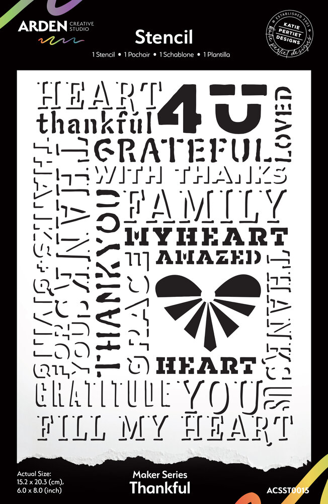 Arden Creative Studio Maker Series 6x8 Inch Stencil Thankful by Katie Pertiet (ACSST0015) Arden Creative Studio Maker Series 6x8 Inch Stencil Thankful by Katie Pertiet (ACSST0015)