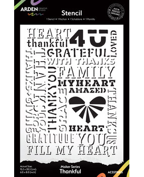 Arden Creative Studio Maker Series 6x8 Inch Stencil Thankful by Katie Pertiet (ACSST0015)