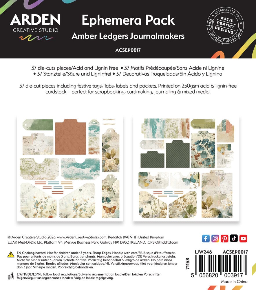 Arden Creative Studio Amber Ledgers Ephemera Pack Journalmakers (37pcs) by Katie Pertiet (ACSEP0017) Arden Creative Studio Amber Ledgers Ephemera Pack Journalmakers (37pcs) by Katie Pertiet (ACSEP0017)