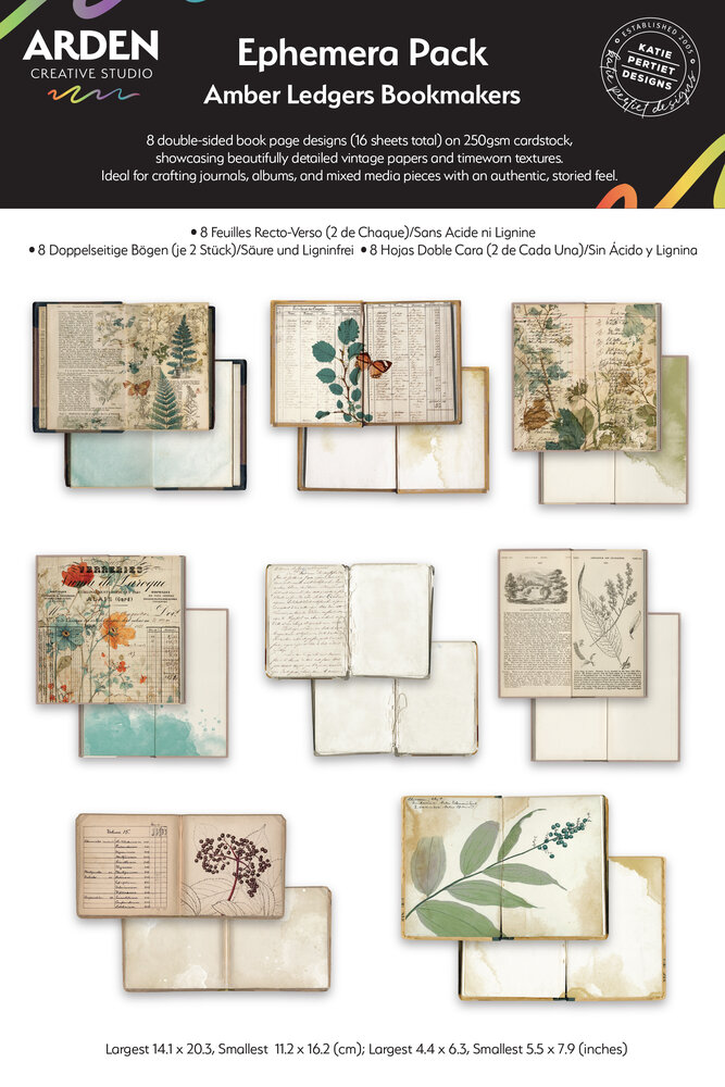 Arden Creative Studio Amber Ledgers Ephemera Pack Bookmakers by Katie Pertiet (ACSEP0018) Arden Creative Studio Amber Ledgers Ephemera Pack Bookmakers by Katie Pertiet (ACSEP0018)