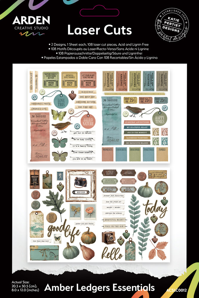 Arden Creative Studio Amber Ledgers Essentials Laser Cuts (108pcs) by Katie Pertiet (ACSLC0012) Arden Creative Studio Amber Ledgers Essentials Laser Cuts (108pcs) by Katie Pertiet (ACSLC0012)