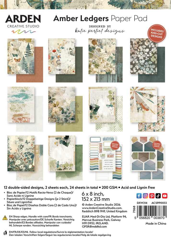 Arden Creative Studio Amber Ledgers 6x8 Inch Paper Pad by Katie Pertiet (ACSPP0033) Arden Creative Studio Amber Ledgers 6x8 Inch Paper Pad by Katie Pertiet (ACSPP0033)