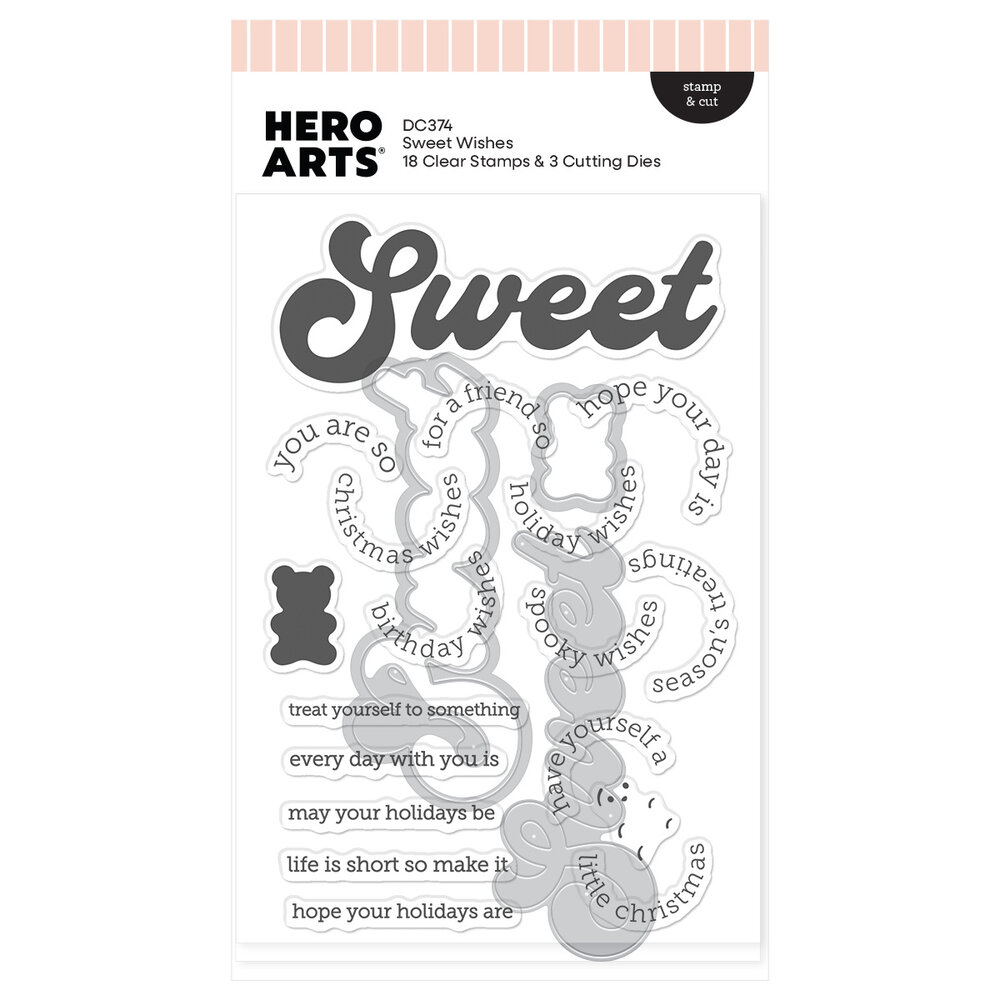 Hero Arts Beary Sweet Holiday Stamp & Cut Sweet Wishes by Carly Tee (DC374) Hero Arts Beary Sweet Holiday Stamp & Cut Sweet Wishes by Carly Tee (DC374)