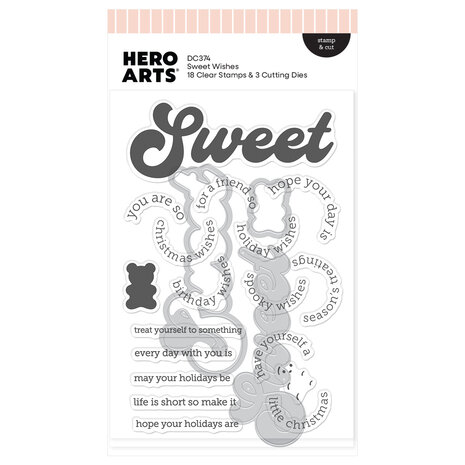 Hero Arts Beary Sweet Holiday Stamp & Cut Sweet Wishes by Carly Tee (DC374) Hero Arts Beary Sweet Holiday Stamp & Cut Sweet Wishes by Carly Tee (DC374)