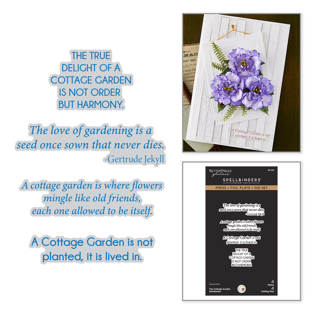 Spellbinders The Cottage Garden Press + Foil Plate & Die Set Sentiments by Susan Tierney-Cockburn (BP-388) Spellbinders The Cottage Garden Press + Foil Plate & Die Set Sentiments by Susan Tierney-Cockburn (BP-388)
