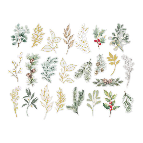 Spellbinders Sleigh Bells Ring Clear Foliage Stickers by Rosie's Studio (169473)