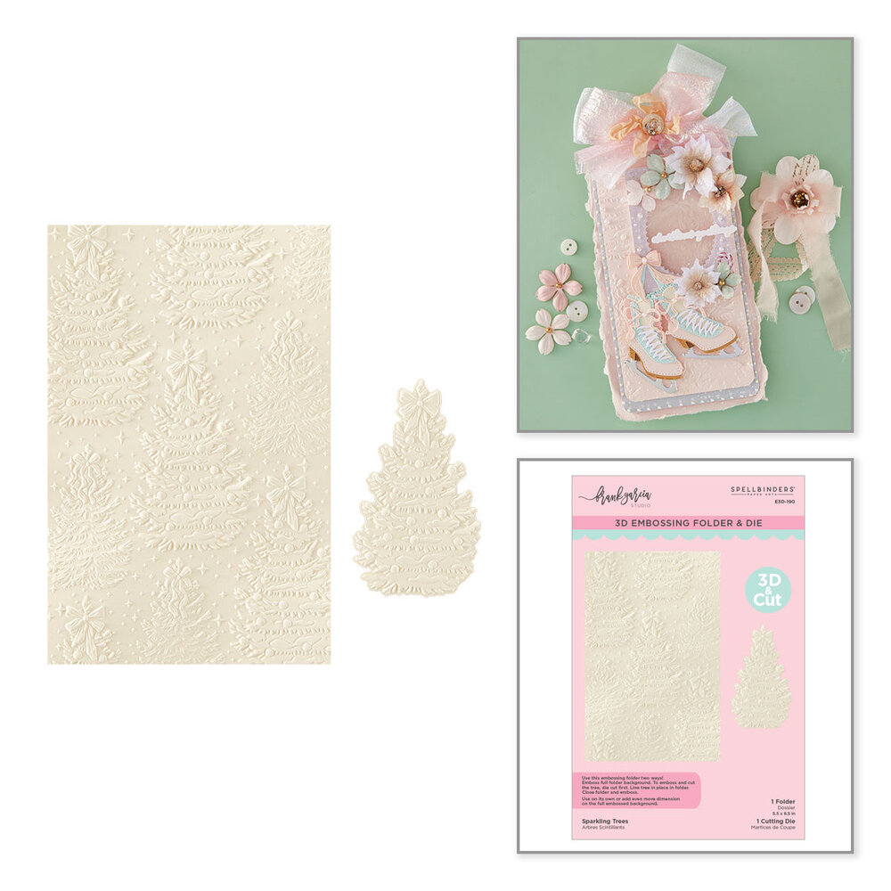 Spellbinders Christmas Blush 3D Embossing Folder Sparkling Trees by Frank Garcia (E3D-190) Spellbinders Christmas Blush 3D Embossing Folder Sparkling Trees by Frank Garcia (E3D-190)