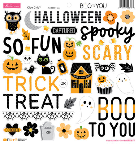 Bella BLVD Boo To You Ciao Chipboard Icons (BB3318)