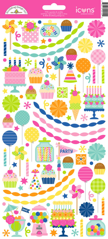 Doodlebug Design Cupcakes & Candles Icons Stickers (9155)