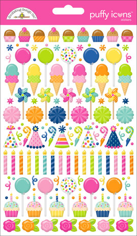 Doodlebug Design Cupcakes & Candles Puffy Icons Stickers (9139)