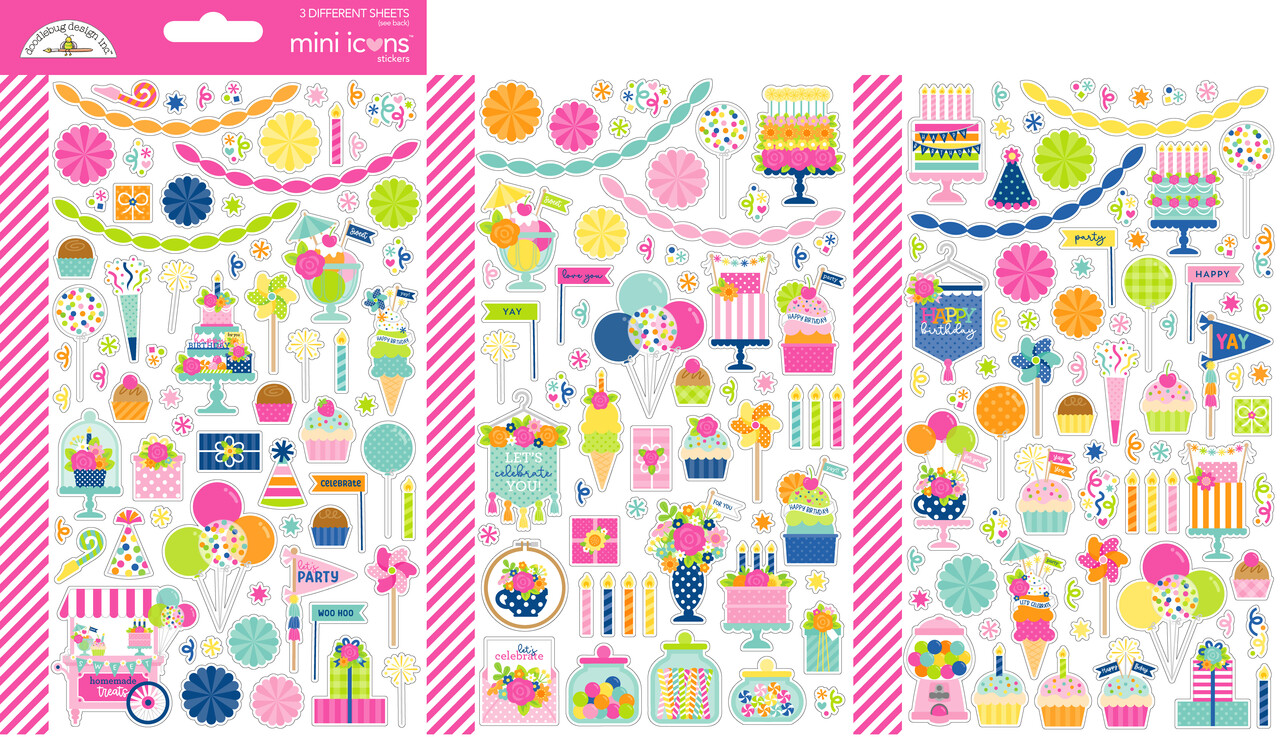 Doodlebug Design Cupcakes & Candles Mini Icons Stickers (9138)