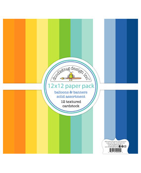 Doodlebug Design Balloons & Banners 12x12 Inch Textured Cardstock Assortment Pack (9224)