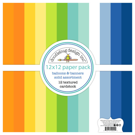 Doodlebug Design Balloons & Banners 12x12 Inch Textured Cardstock Assortment Pack (9224) Doodlebug Design Balloons & Banners 12x12 Inch Textured Cardstock Assortment Pack (9224)