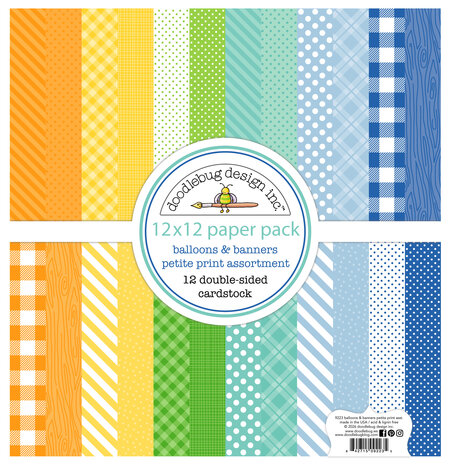 Doodlebug Design Balloons & Banners 12x12 Inch Petite Prints Assortment Pack (9223) Doodlebug Design Balloons & Banners 12x12 Inch Petite Prints Assortment Pack (9223)