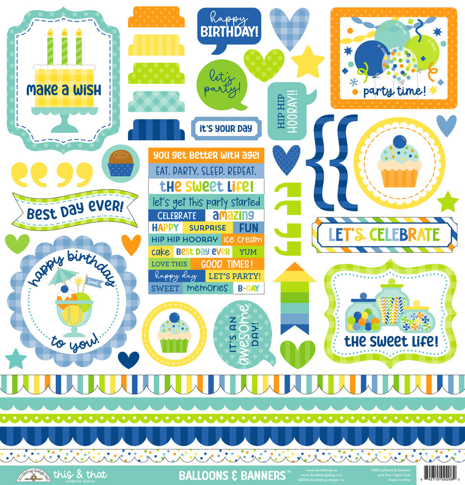 Doodlebug Design Balloons & Banners This & That Stickers (9208) Doodlebug Design Balloons & Banners This & That Stickers (9208)