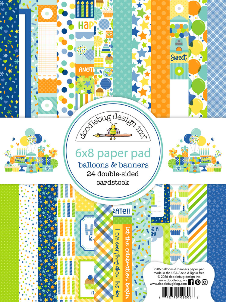 Doodlebug Design Balloons & Banners 6x8 Inch Paper Pad (9206) Doodlebug Design Balloons & Banners 6x8 Inch Paper Pad (9206)