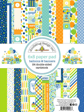 Doodlebug Design Balloons & Banners 6x8 Inch Paper Pad (9206) Doodlebug Design Balloons & Banners 6x8 Inch Paper Pad (9206)
