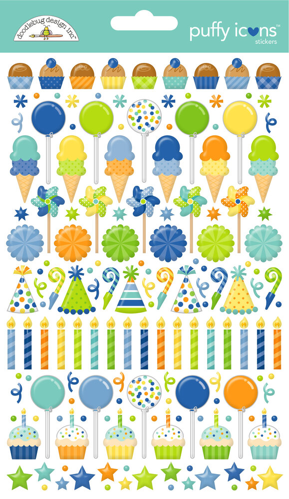 Doodlebug Design Balloons & Banners Puffy Icons Stickers (9191)