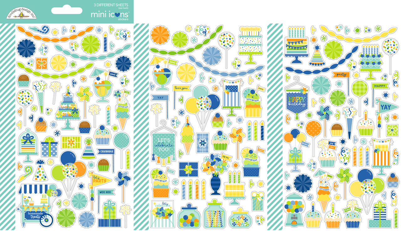 Doodlebug Design Balloons & Banners Mini Icons Stickers (9190)