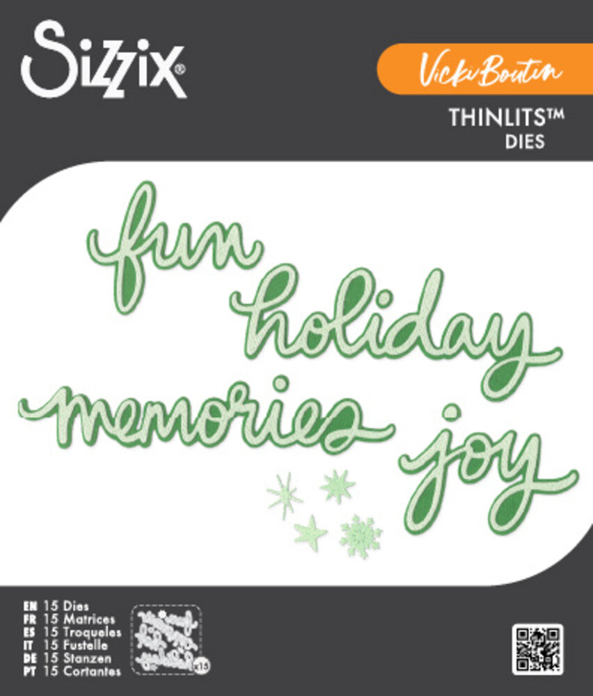 Sizzix Thinlits Die Vicki Holiday Script (15pcs) by Vicki Boutin (667189) Sizzix Thinlits Die Vicki Holiday Script (15pcs) by Vicki Boutin (667189)