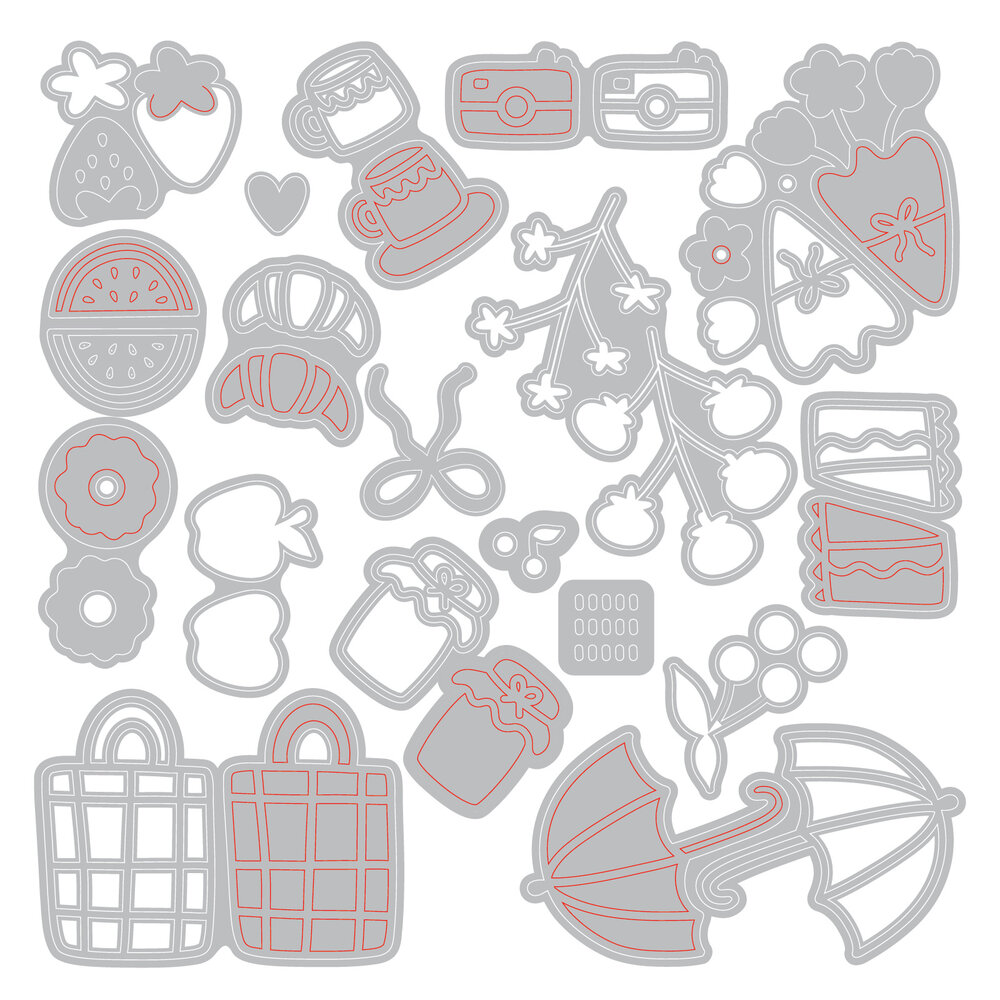 Sizzix Thinlits Die Picnic Treats (18pcs) by Letters by Shells (667202) Sizzix Thinlits Die Picnic Treats (18pcs) by Letters by Shells (667202)