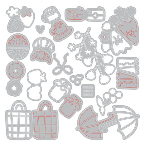 Sizzix Thinlits Die Picnic Treats (18pcs) by Letters by Shells (667202) Sizzix Thinlits Die Picnic Treats (18pcs) by Letters by Shells (667202)