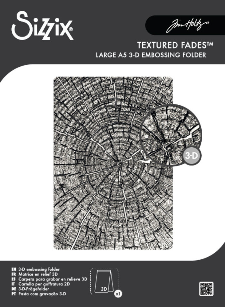 Sizzix 3D Embossing Folder A5 Tree Rings by Tim Holtz (667258)