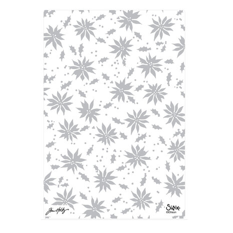 Sizzix 2D Texture Fades w/ A5 Embossing Folder Vault Holly Poinsettia by Tim Holtz (667252) Sizzix 2D Texture Fades w/ A5 Embossing Folder Vault Holly Poinsettia by Tim Holtz (667252)