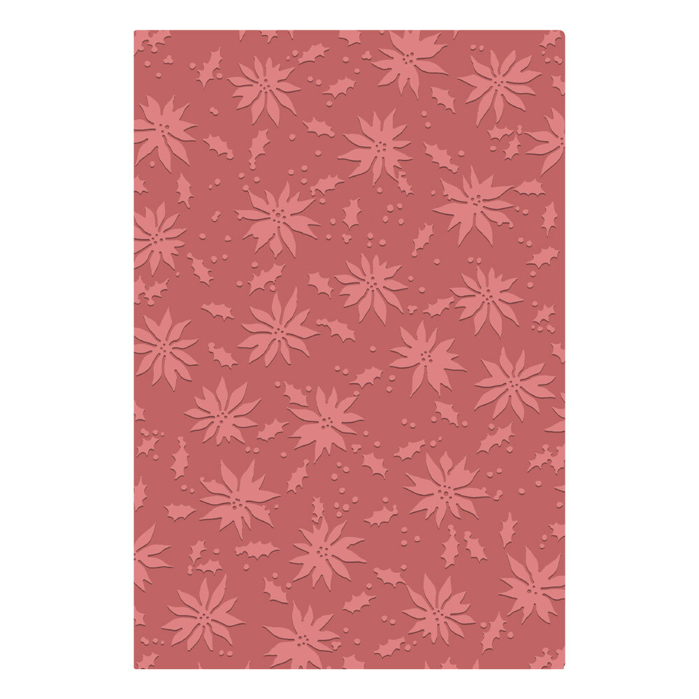 Sizzix 2D Texture Fades w/ A5 Embossing Folder Vault Holly Poinsettia by Tim Holtz (667252) Sizzix 2D Texture Fades w/ A5 Embossing Folder Vault Holly Poinsettia by Tim Holtz (667252)